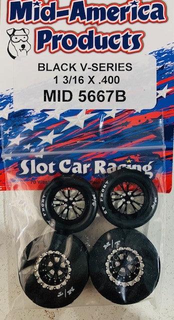 Mid America 1 3/16 x 0.400 Black V Series Wheel Set Black MID5667BMT