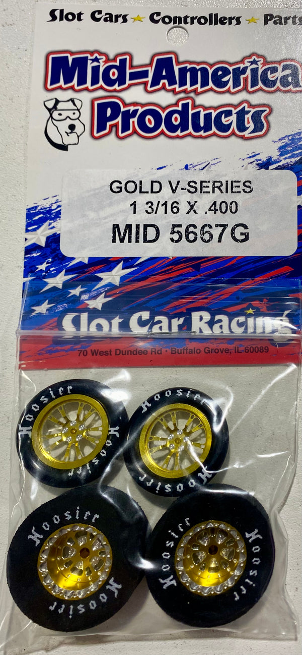 Mid America 1 3/16 x 0.400 GOLD V Series Wheel Set Black MID5667G