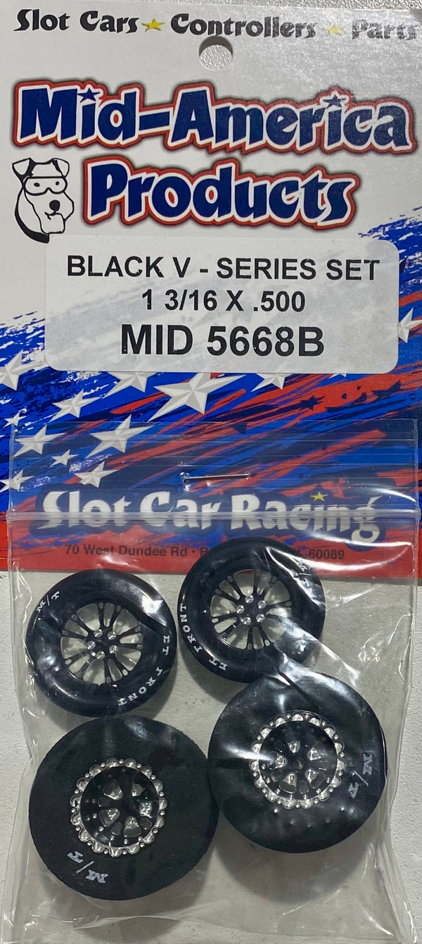 Mid America 1 3/16 x 0.500 V Series Wheel Set Black MID5668B