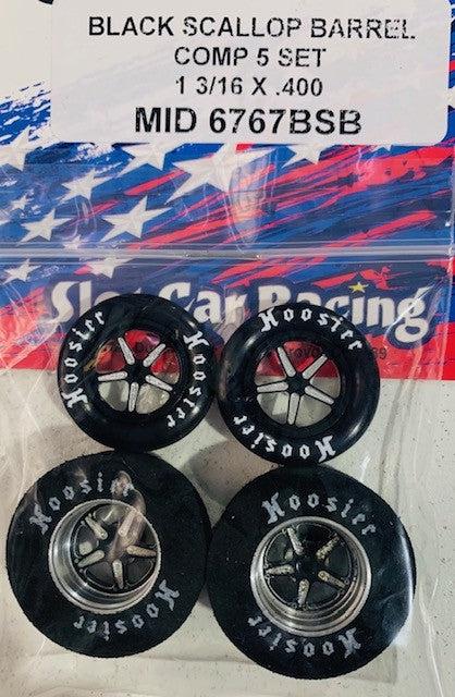 Mid America 1 3/16 x 0.400 BS Comp 5 Wheel Set Black MID6767BSB