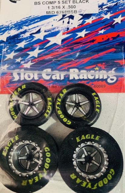 Set di ruote Mid America 1 3/16 x 0.500 BS Comp 5 nere MID6768B